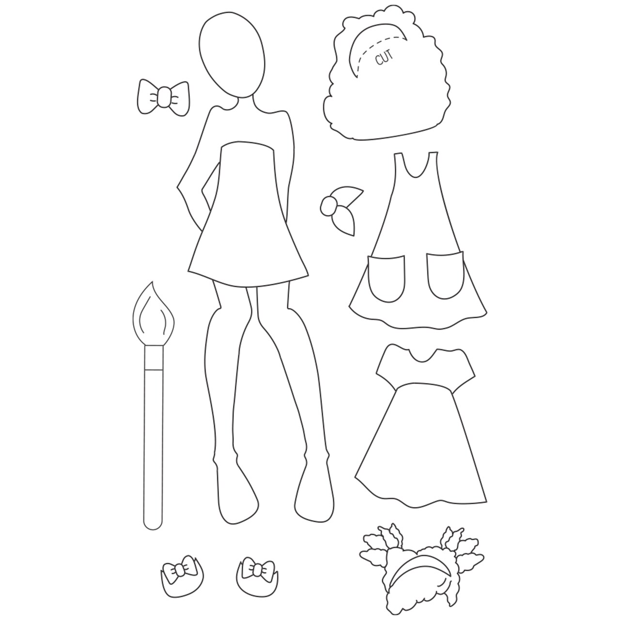 Julie Nutting Doll Stamp - Neesha - 8"x5.25" sheet size, total 10 pcs